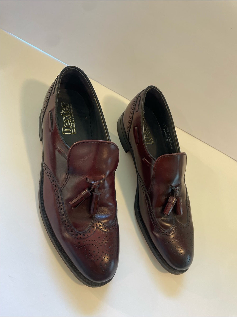 Vintage Dexter Tassel Loafers Mens 12 M Oxblood Burgundy Wingtip Leather Church